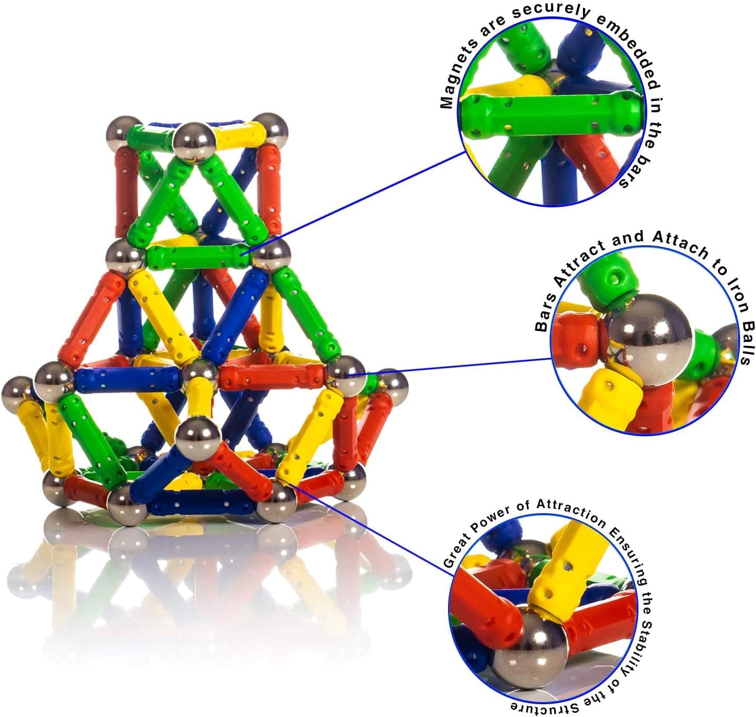 108 Pcs 3D Multicolor Magnetic Balls and Sticks - Image 4