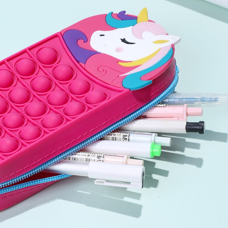 Silicone Bubble Rose Red Bubble Pencil Case - Image 3