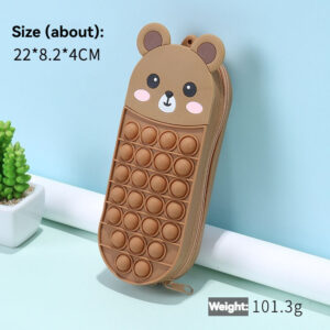 Silicone Bubble Brown-Bear Bubble Pencil Case