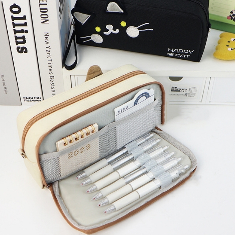 Cat Pencil Case With Zipper Multi-Function Organizer - Image 3