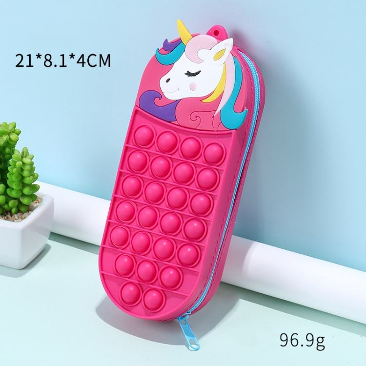 Silicone Bubble Rose Red Bubble Pencil Case