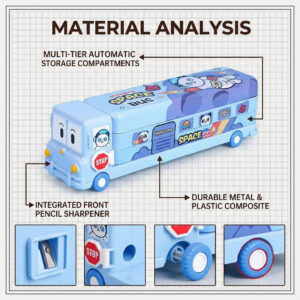 Creative Stationery Box School Bus Three-layer Pencil Case