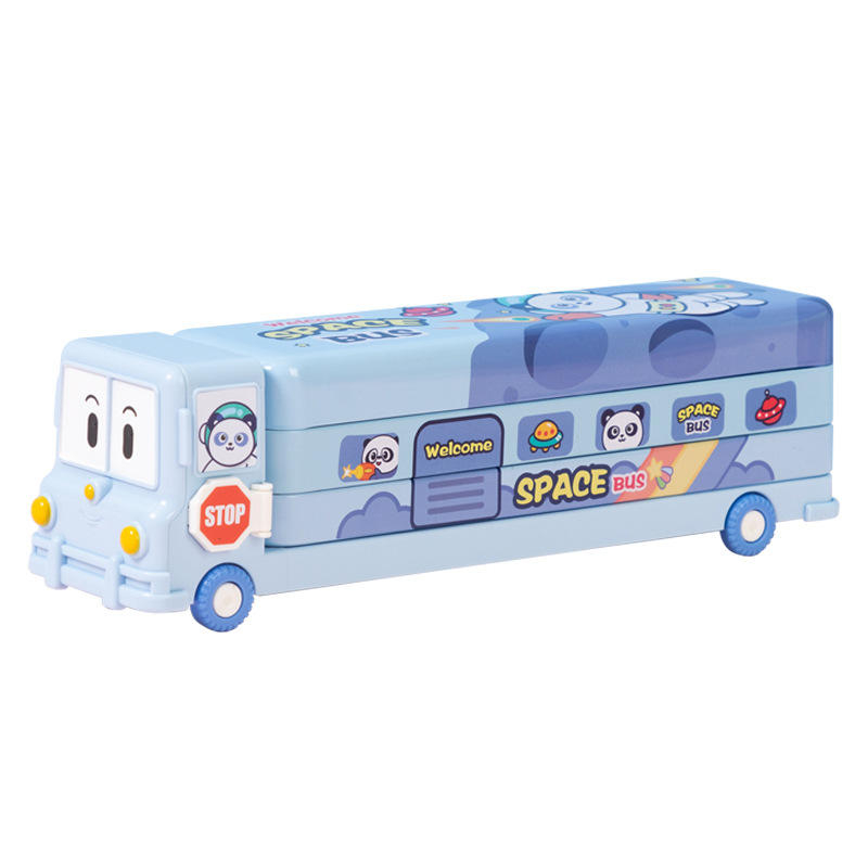 Creative Stationery Box School Bus Three-layer Pencil Case - Image 7