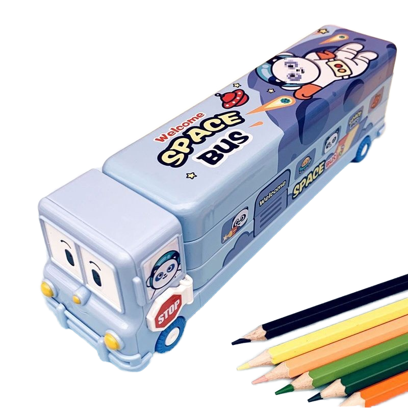 Creative Stationery Box School Bus Three-layer Pencil Case - Image 5