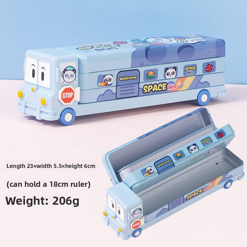 Creative Stationery Box School Bus Three-layer Pencil Case - Image 6